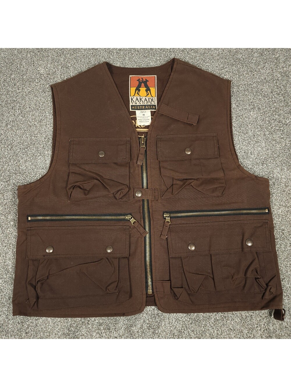 Vintage 90s Kakadu Traders Delta Vest Mens Medium Oilskin Waxed Cotton 2V12